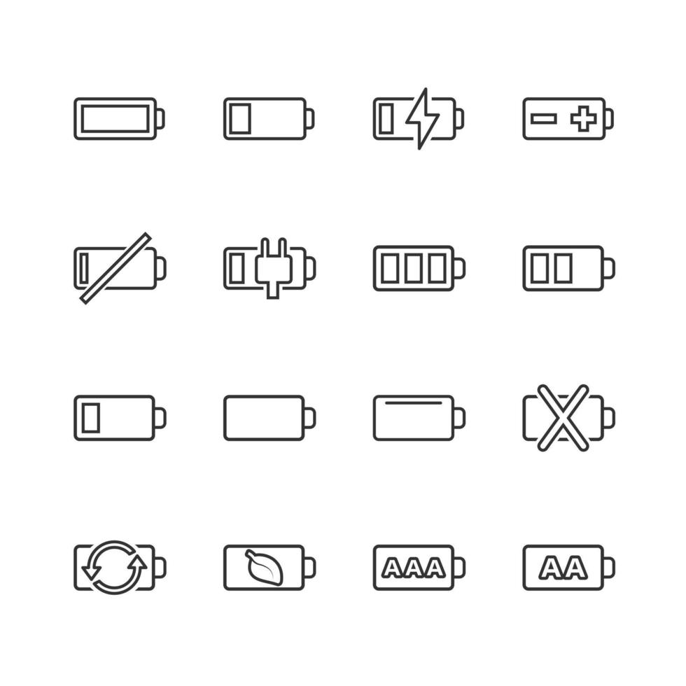 icono de carga de batería establecido en estilo plano. ilustración de vector de nivel de potencia sobre fondo blanco aislado. concepto de negocio de acumulador de litio.