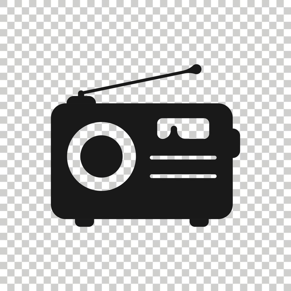 icono de radio en estilo plano. Ilustración de vector de transmisión fm sobre fondo blanco aislado. concepto de negocio de radiodifusión.