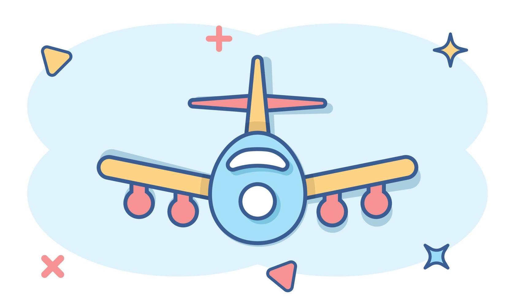 Plane icon in comic style. Airplane cartoon vector illustration on white  isolated background. Flight airliner splash effect business concept.  16144011 Vector Art at Vecteezy