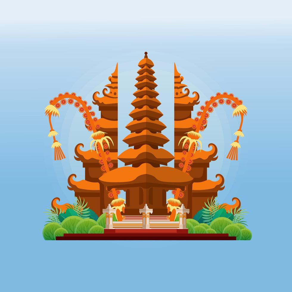 ilustración vectorial del día de bali apta para carteles y plantillas, día nyepi de indonesiain bali, hari nyepi, silueta de estatua hindú y templo vector