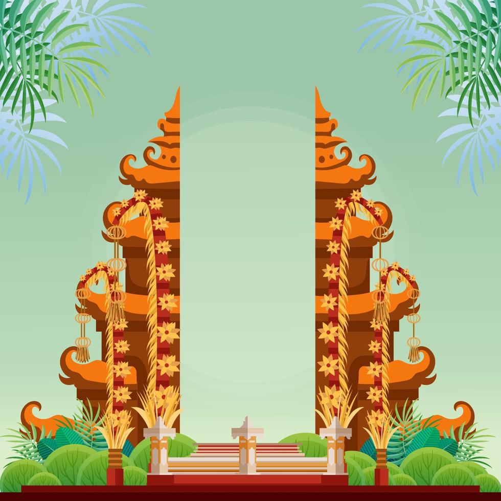 temple of Bali's Day Vector Illustration for Poster Banner and Template, Indonesain Bali's Nyepi Day, Hari Nyepi, Hindu Statue and Temple