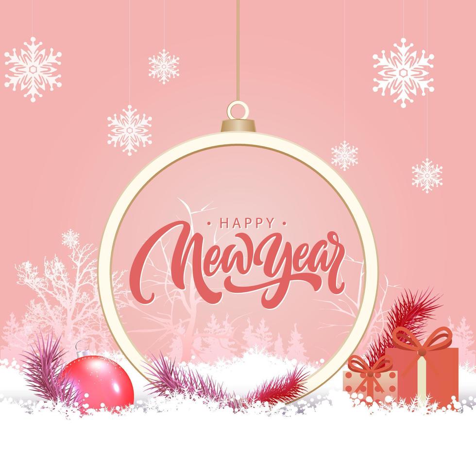 Feliz navidad y próspero año nuevo. diseño navideño para banner de año nuevo, volante, tarjeta de felicitación y redes sociales vector