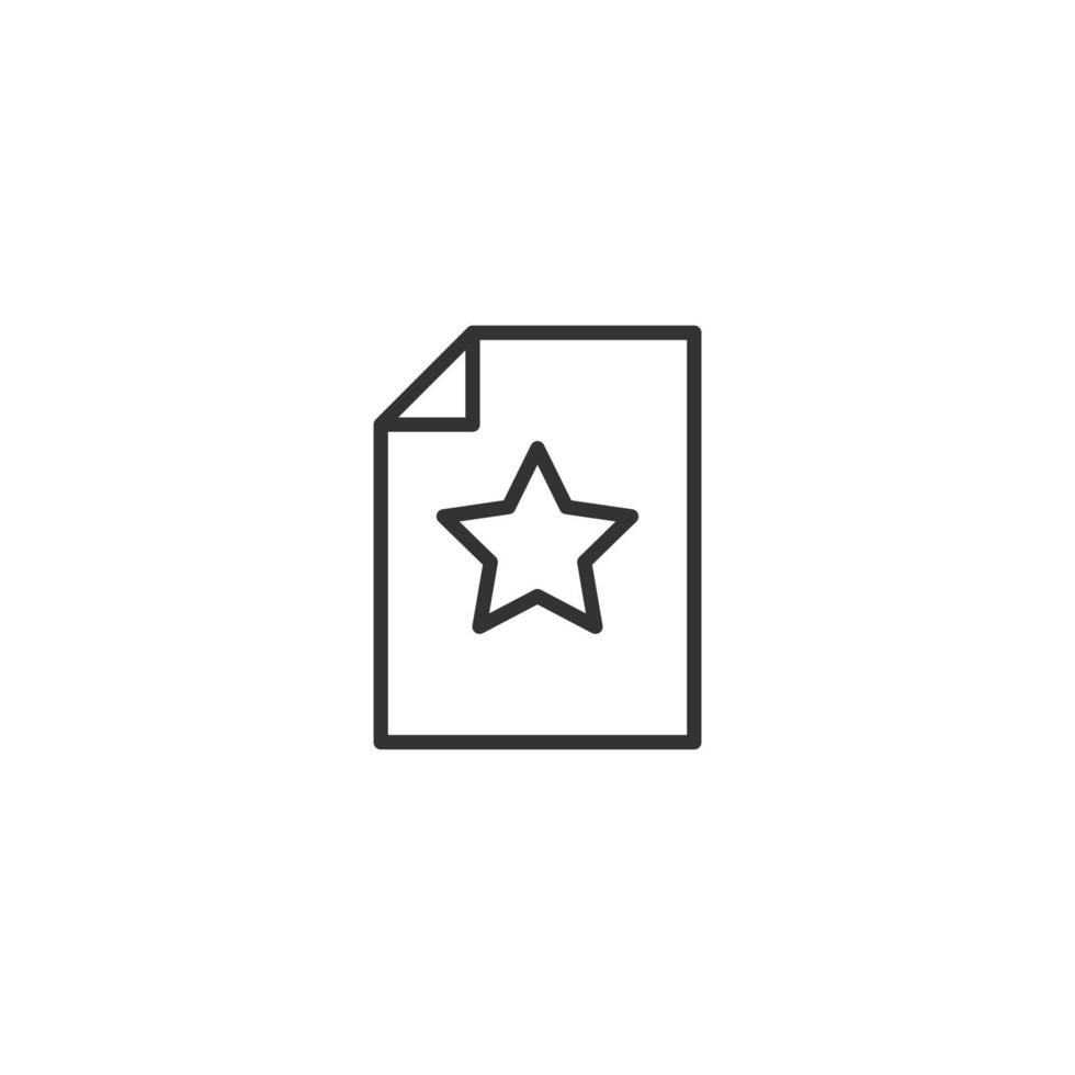 Document with star icon in flat style. Wish list vector illustration on white isolated background. Favorite purchase business concept.