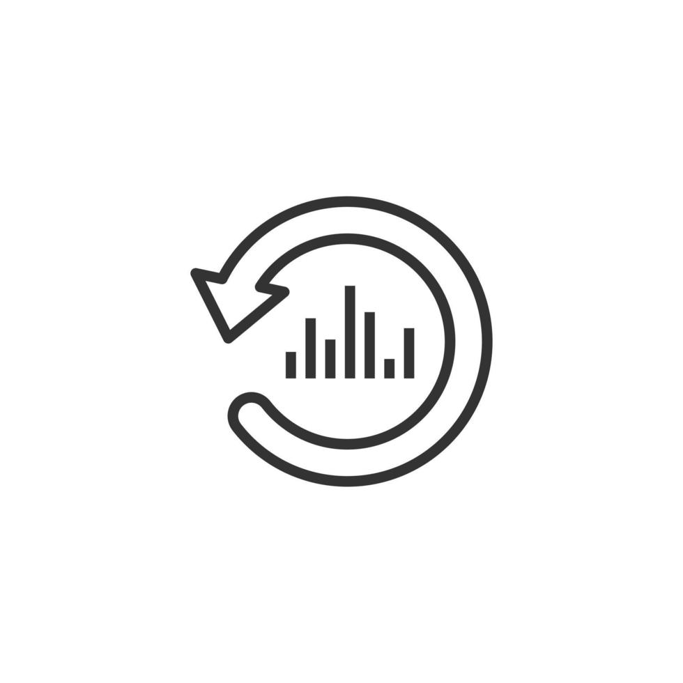 Growing bar graph icon in flat style. Increase arrow vector illustration on white isolated background. Infographic progress business concept.