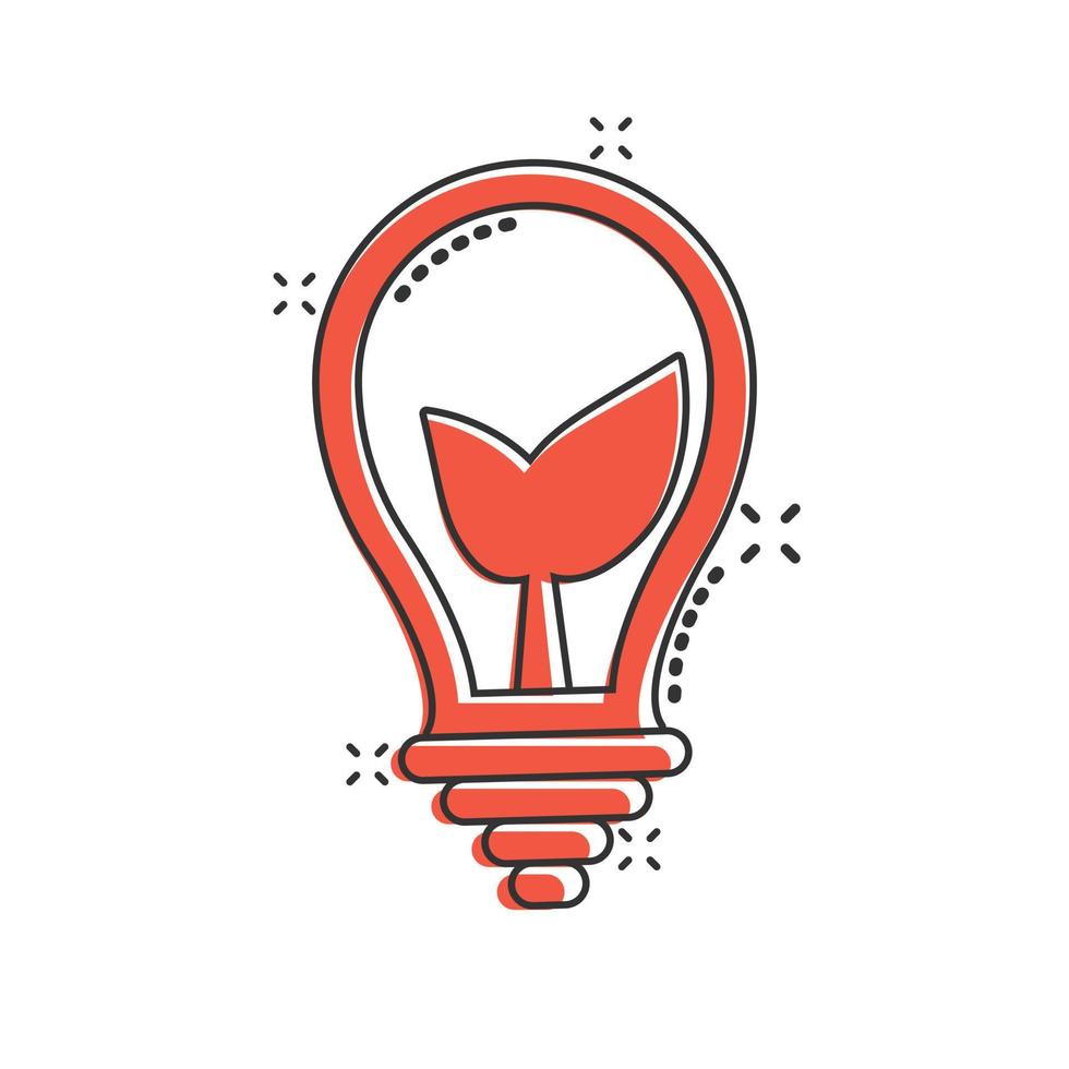 Light bulb icon in comic style. Lightbulb cartoon vector illustration on white isolated background. Energy lamp splash effect sign business concept.