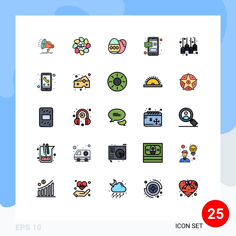 Stock Vector Icon Pack of 25 Line Signs and Symbols for sale chat easter egg sms message Editable Vector Design Elements
