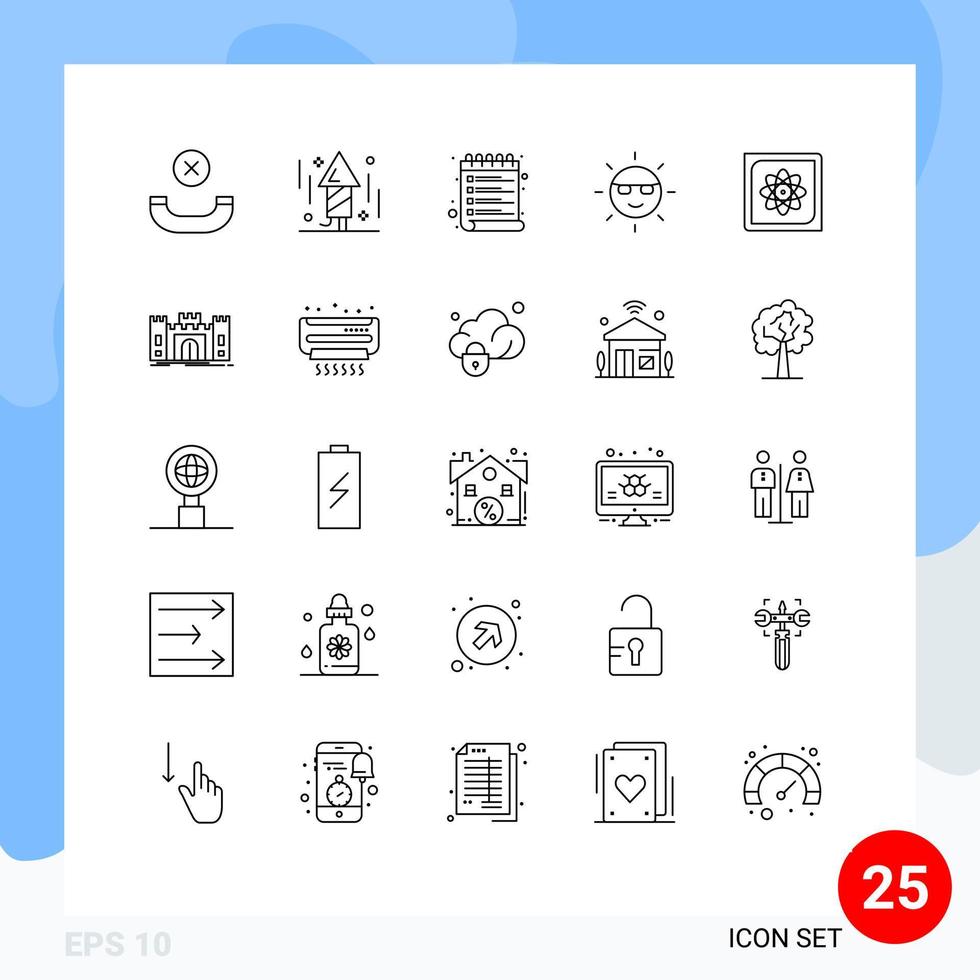 25 Thematic Vector Lines and Editable Symbols of computer power schedule nature energy Editable Vector Design Elements