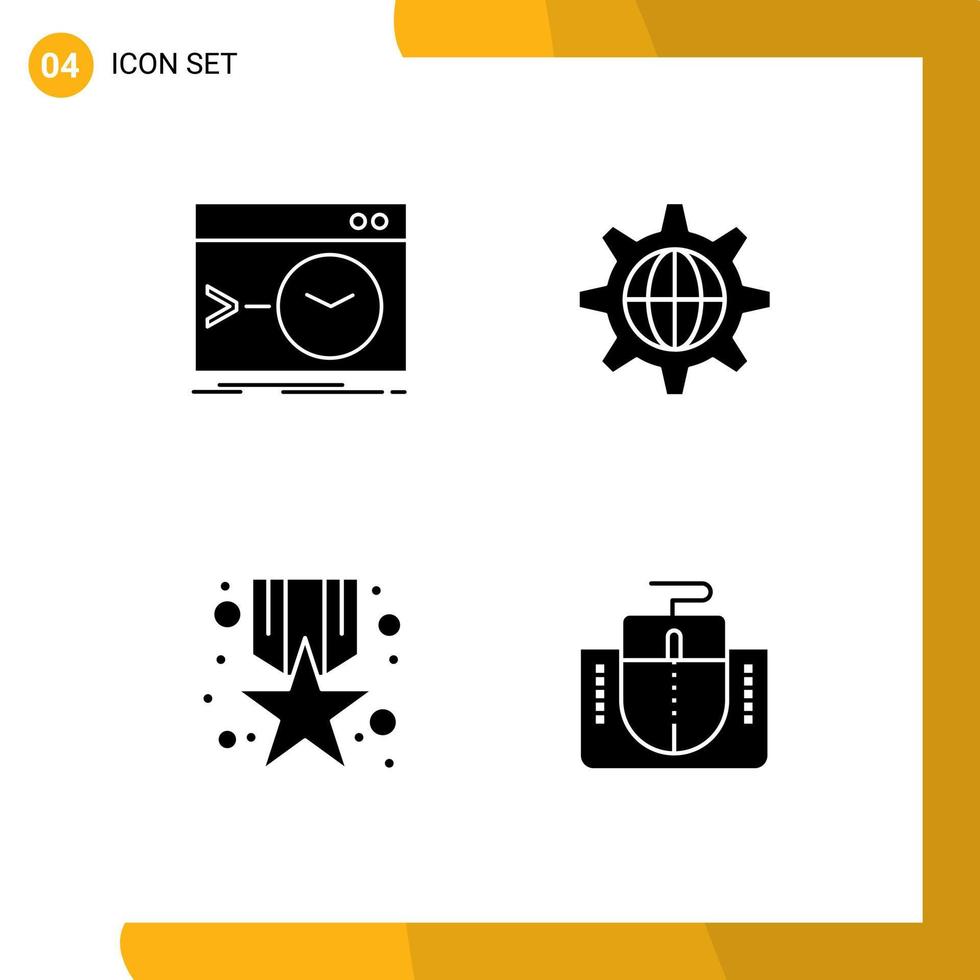 Stock Vector Icon Pack of 4 Line Signs and Symbols for admin award software world reward Editable Vector Design Elements