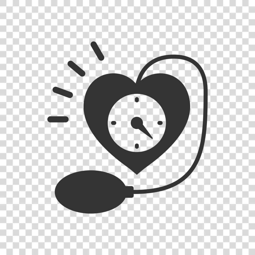 Arterial blood pressure icon in flat style. Heartbeat monitor vector illustration on isolated background. Pulse diagnosis sign business concept.