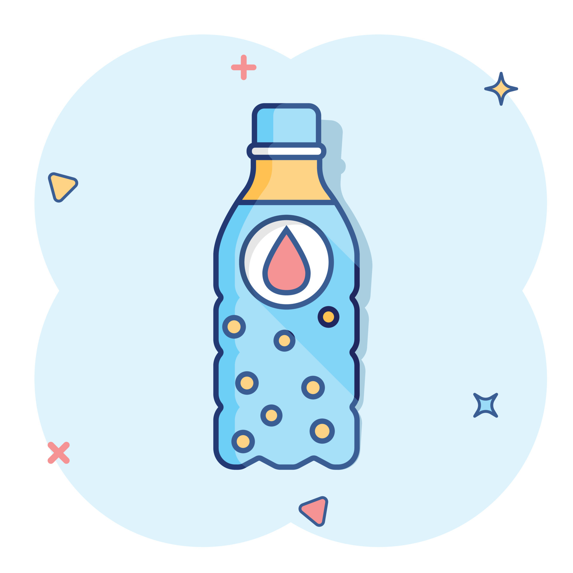 icono de botella de agua en estilo cómico. pictograma de ilustración de