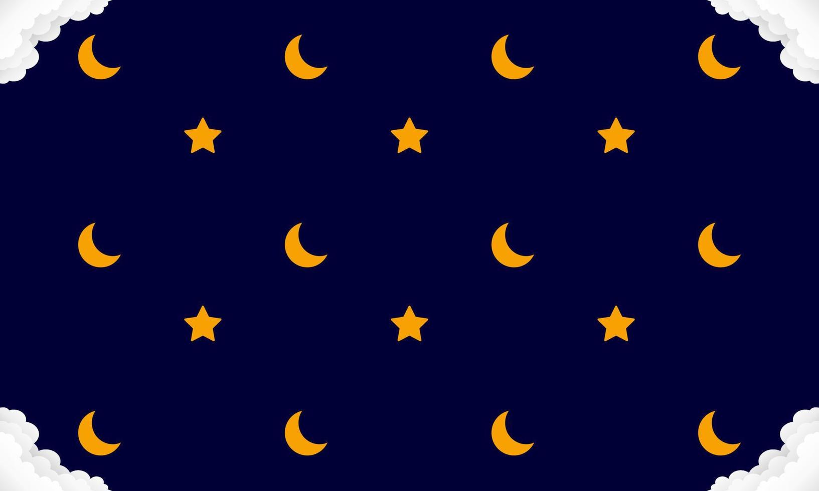 Moon and star pattern background. Vector illustration.