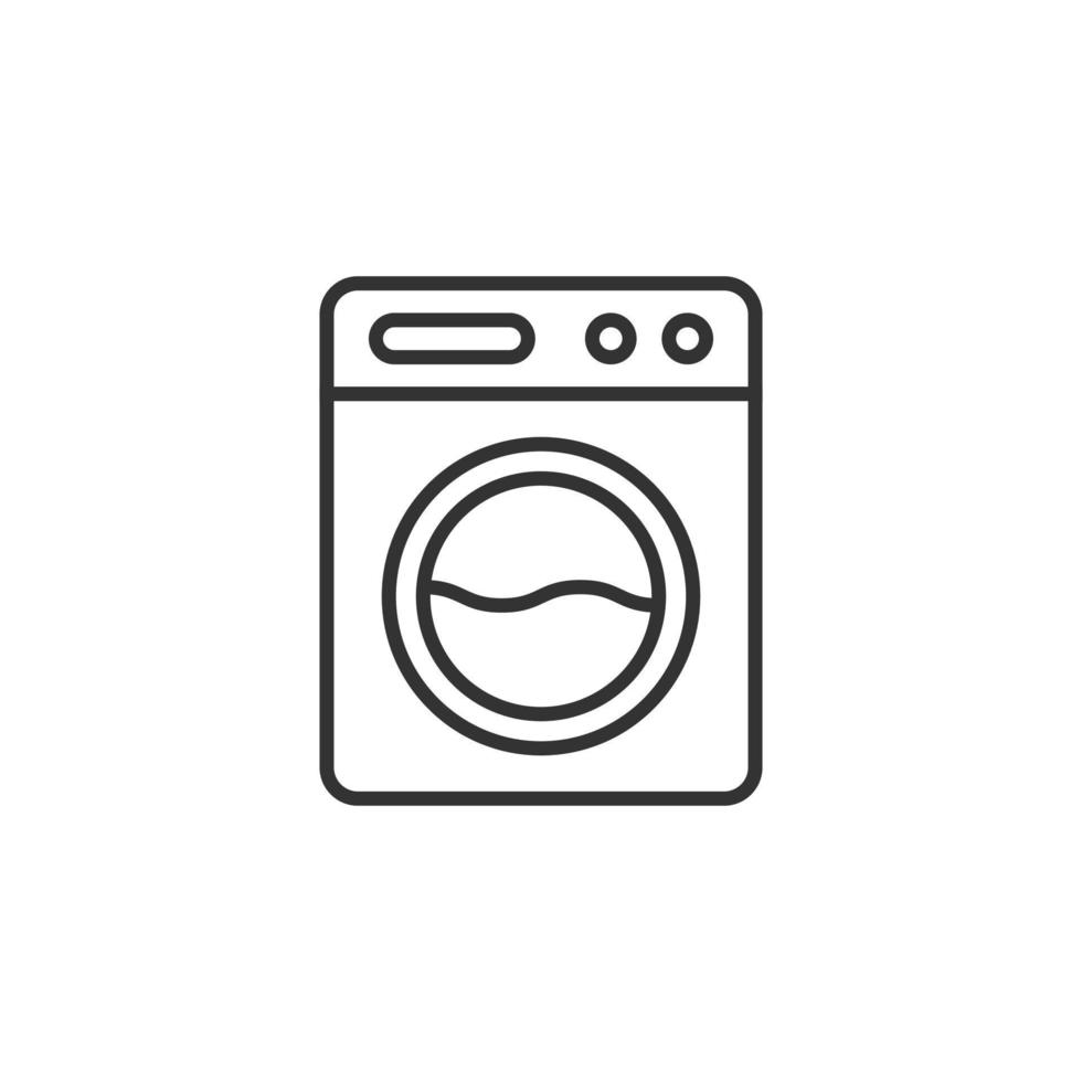 Washing machine icon in flat style. Washer vector illustration on white isolated background. Laundry business concept.