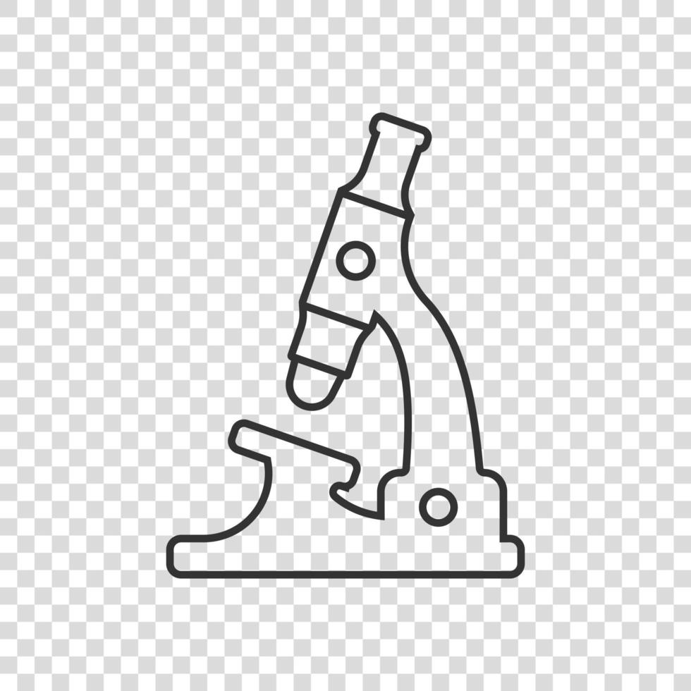 Microscope icon in flat style. Laboratory magnifier vector illustration on isolated background. Biology instrument sign business concept.