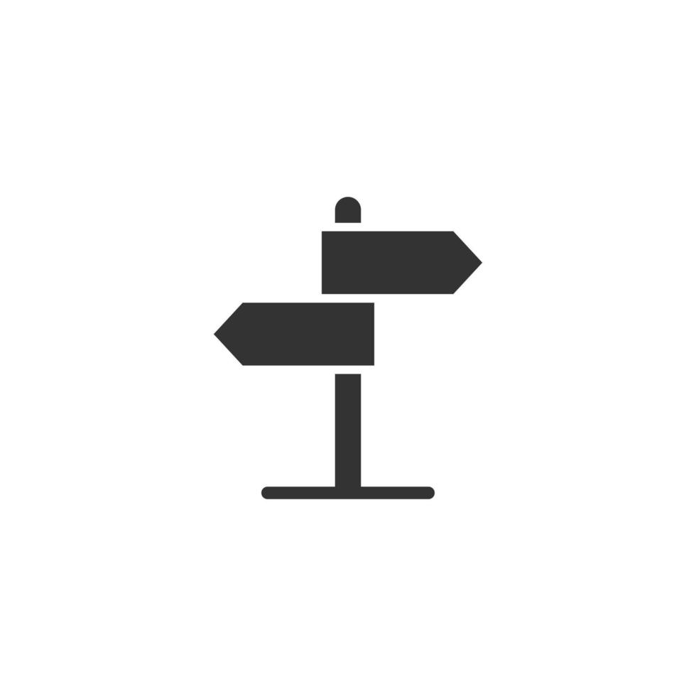 Crossroad signpost icon in flat style. Road direction vector illustration on white isolated background. Roadsign business concept.