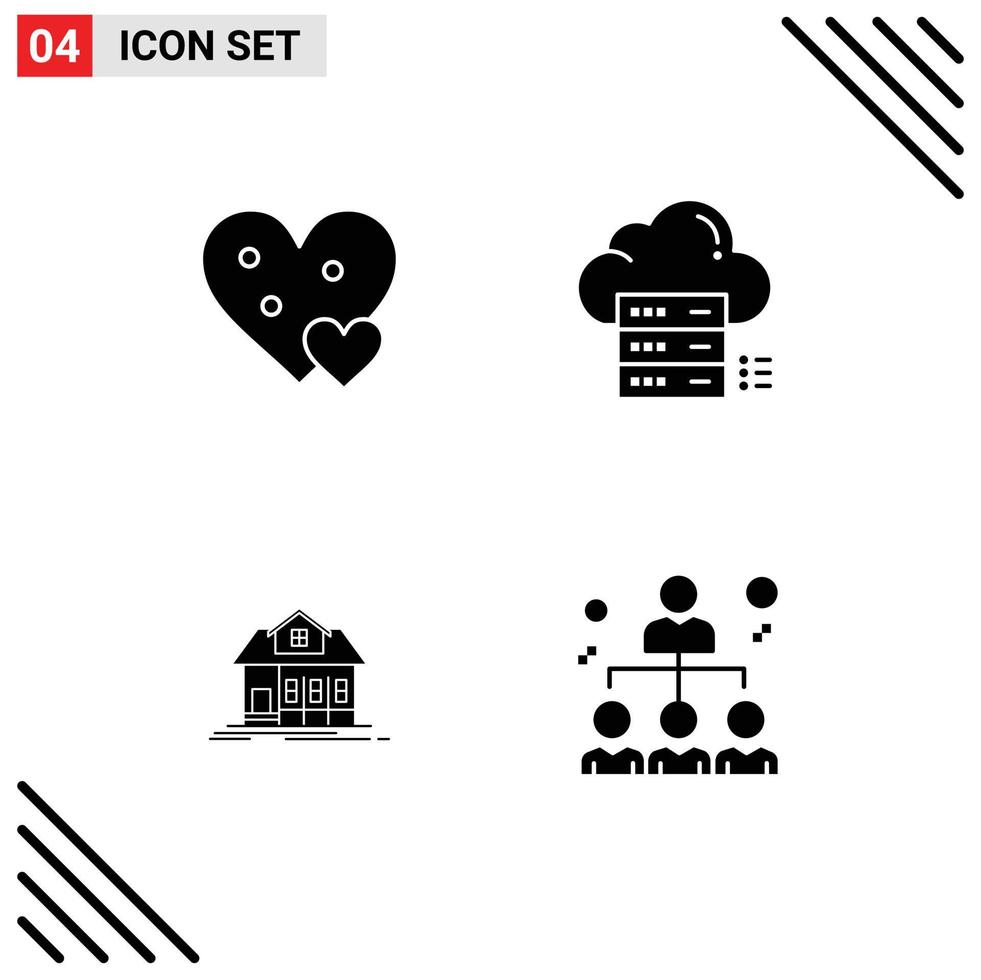 Thematic Vector Solid Glyphs and Editable Symbols of heart share gift online house Editable Vector Design Elements