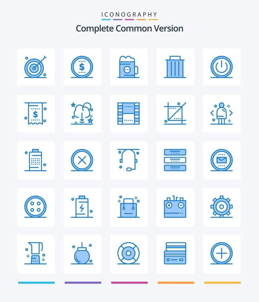 Creative Complete Common Version 25 Blue icon pack  Such As trash. recycle. alcohol. garbage. glass vector