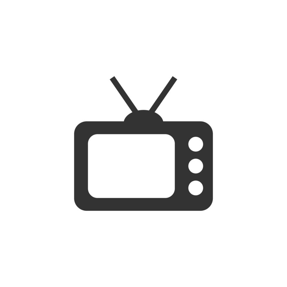 Tv icon in flat style. Television sign vector illustration on white isolated background. Video channel business concept.