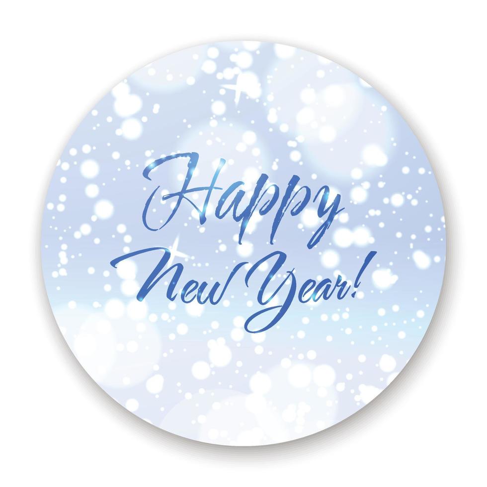 Glowing Happy New Year graphic design in circle vector