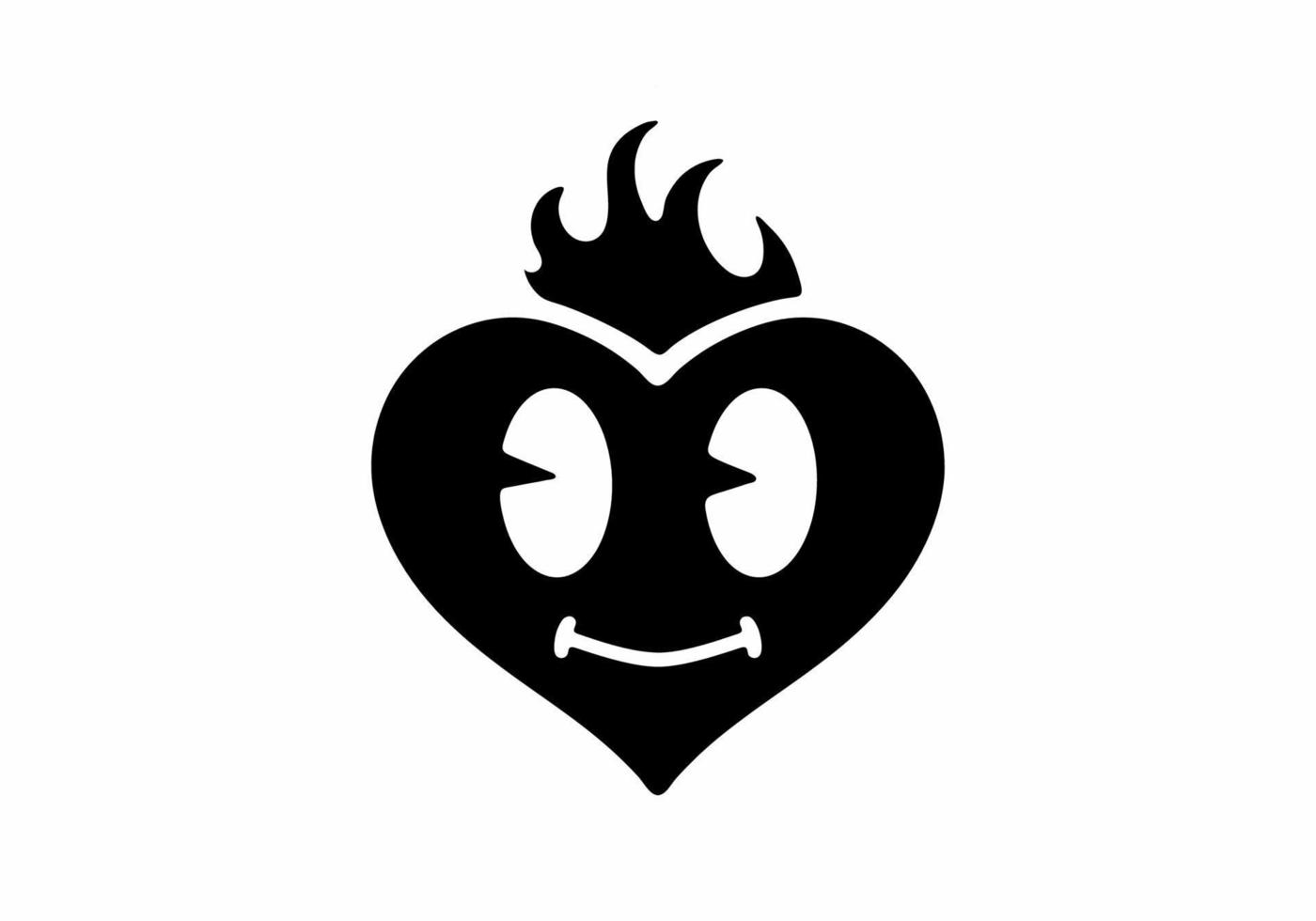 tatuaje de color blanco y negro del corazón vector