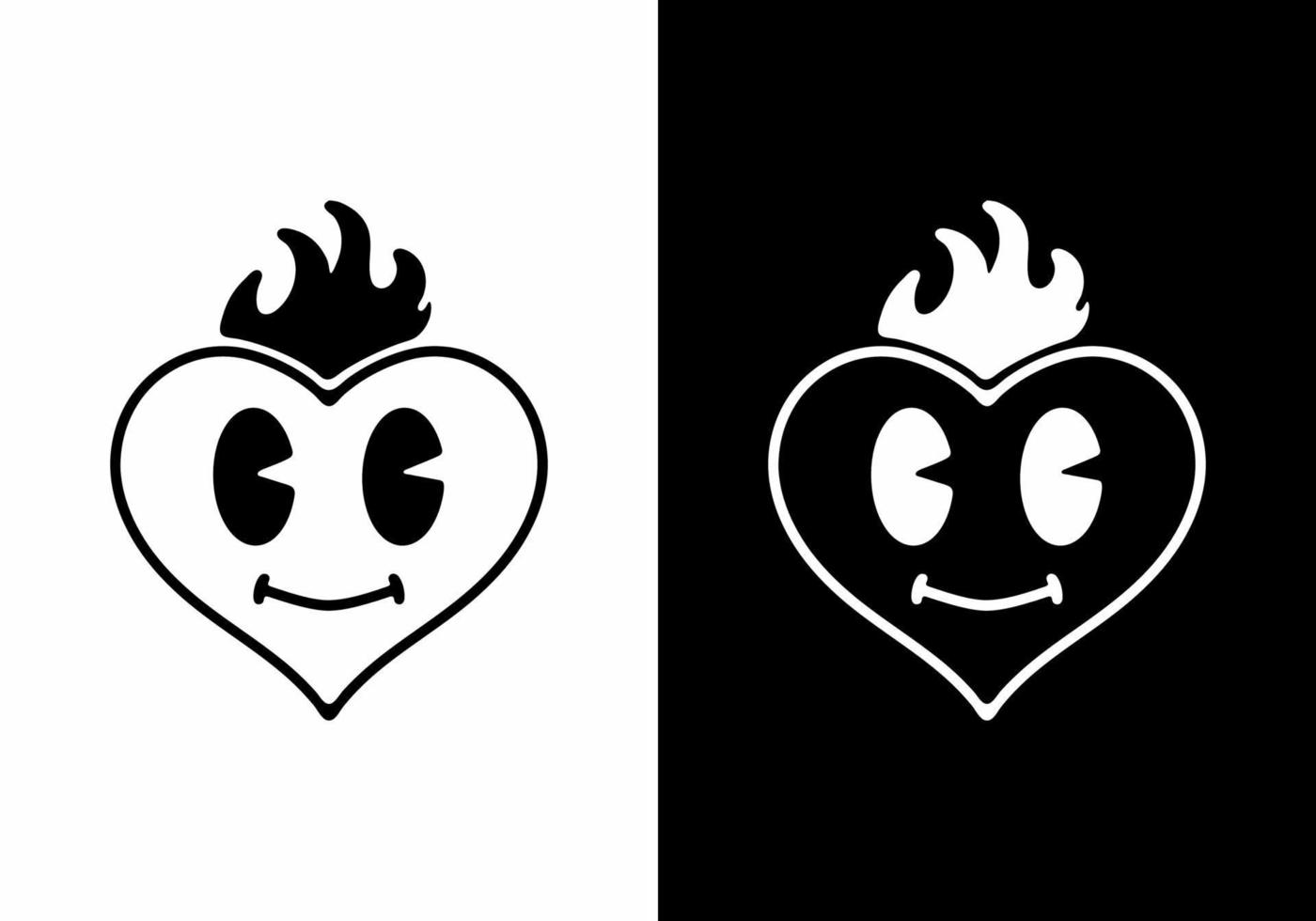 Black and white color of heart tattoo vector