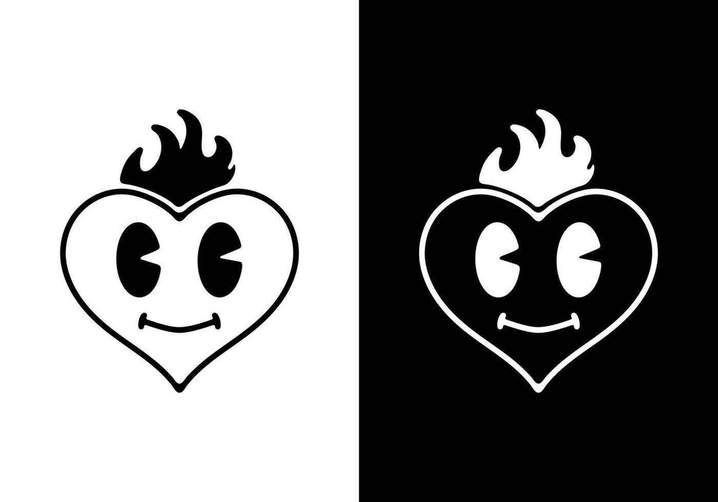 tatuaje de color blanco y negro del corazón vector