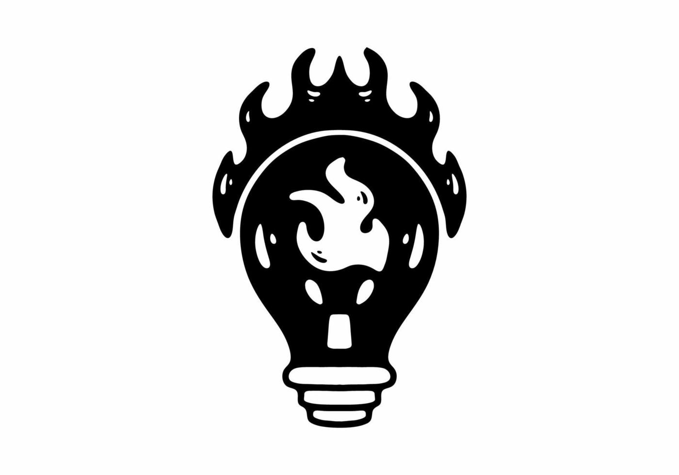 Line art illustration tattoo design of light bulb vector