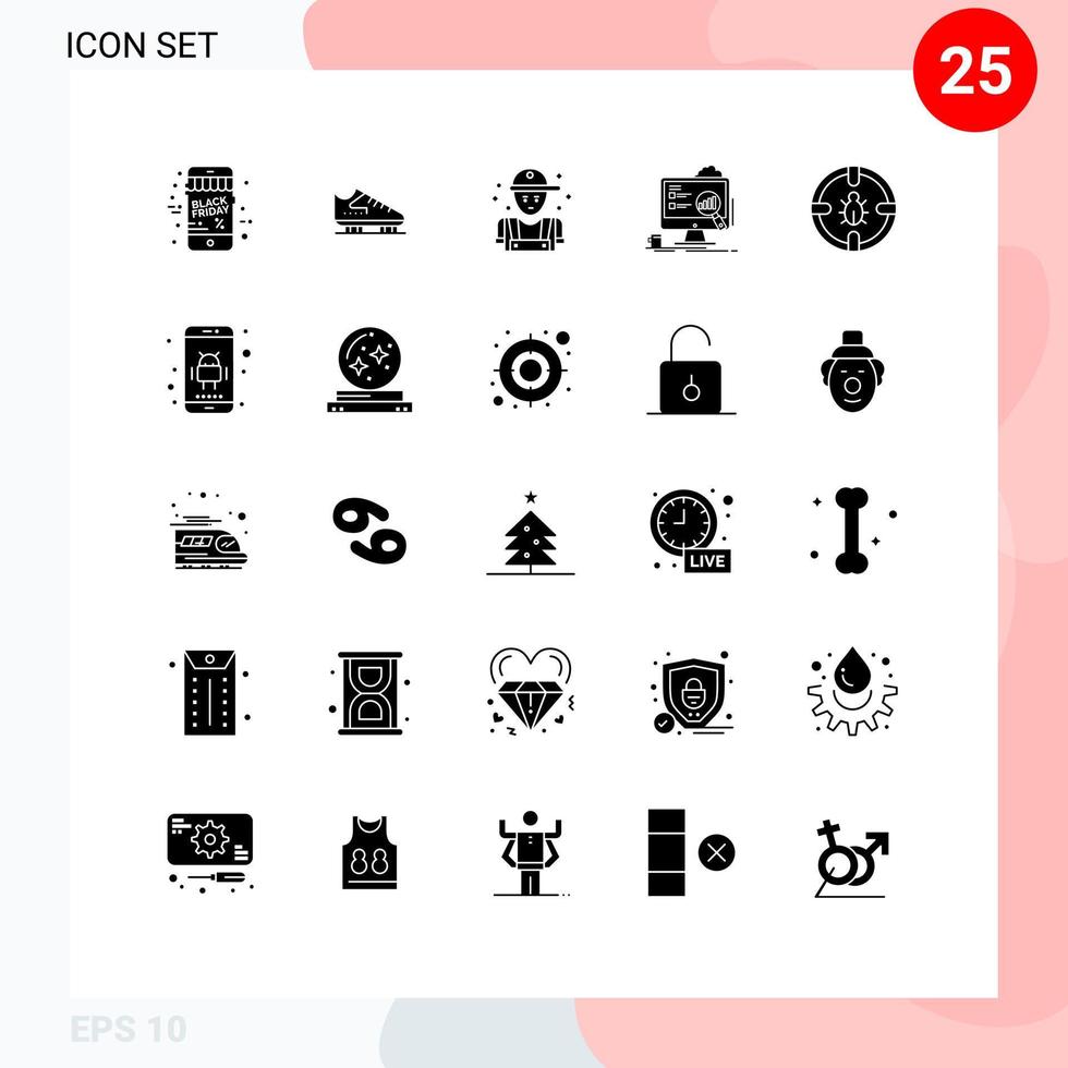 paquete de iconos de vector de stock de 25 signos y símbolos de línea para análisis de patinaje de tablero de computadora portátil elementos de diseño de vector editable de plomero