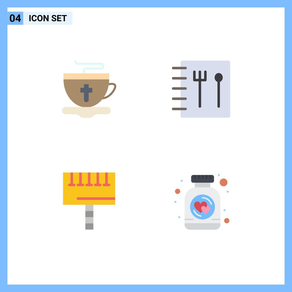 4 concepto de icono plano para sitios web móviles y aplicaciones letrero de té cookies de anuncios calientes elementos de diseño vectorial editables vector