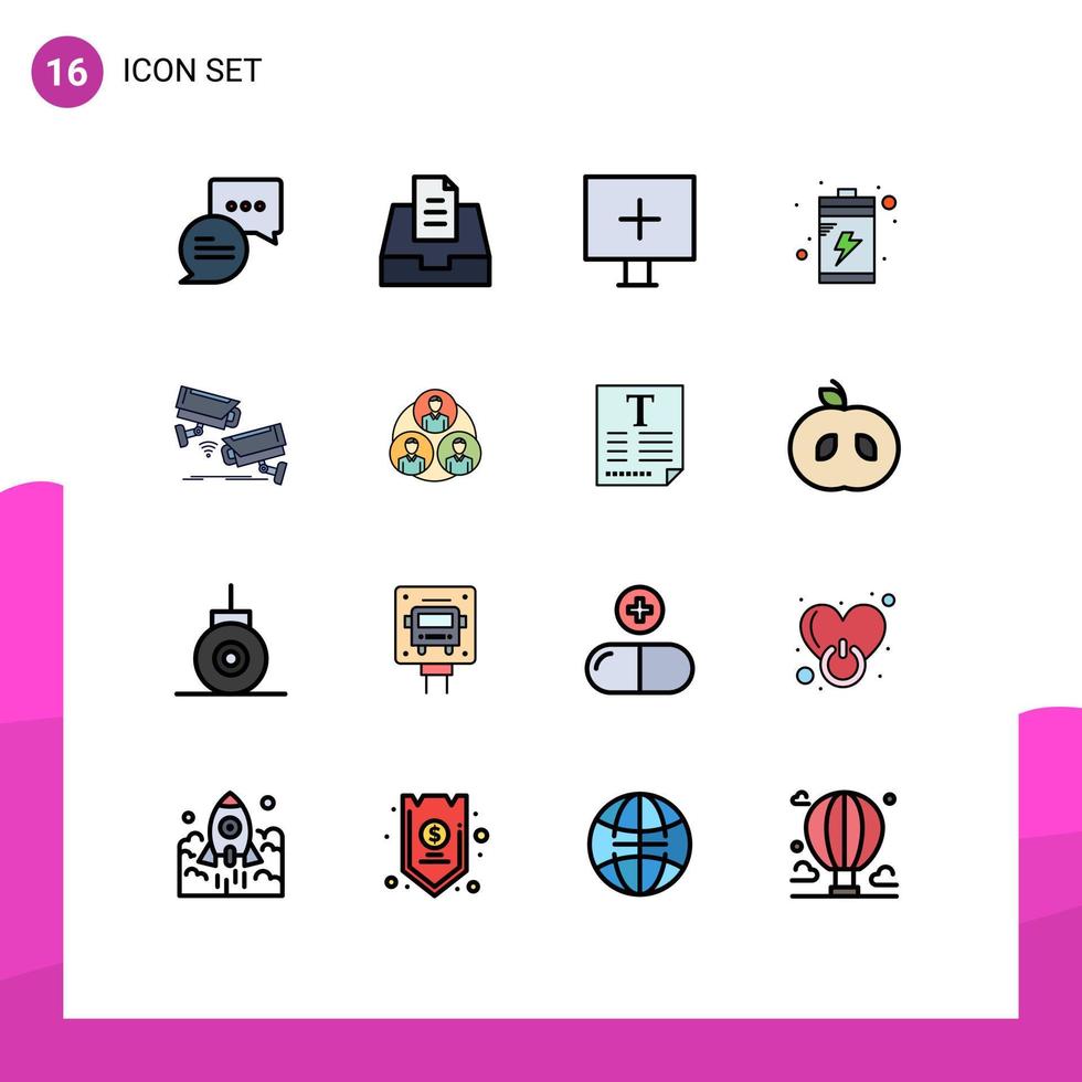 16 iconos creativos signos y símbolos modernos de tecnología virus de seguridad dispositivo de cámara elementos de diseño de vectores creativos editables