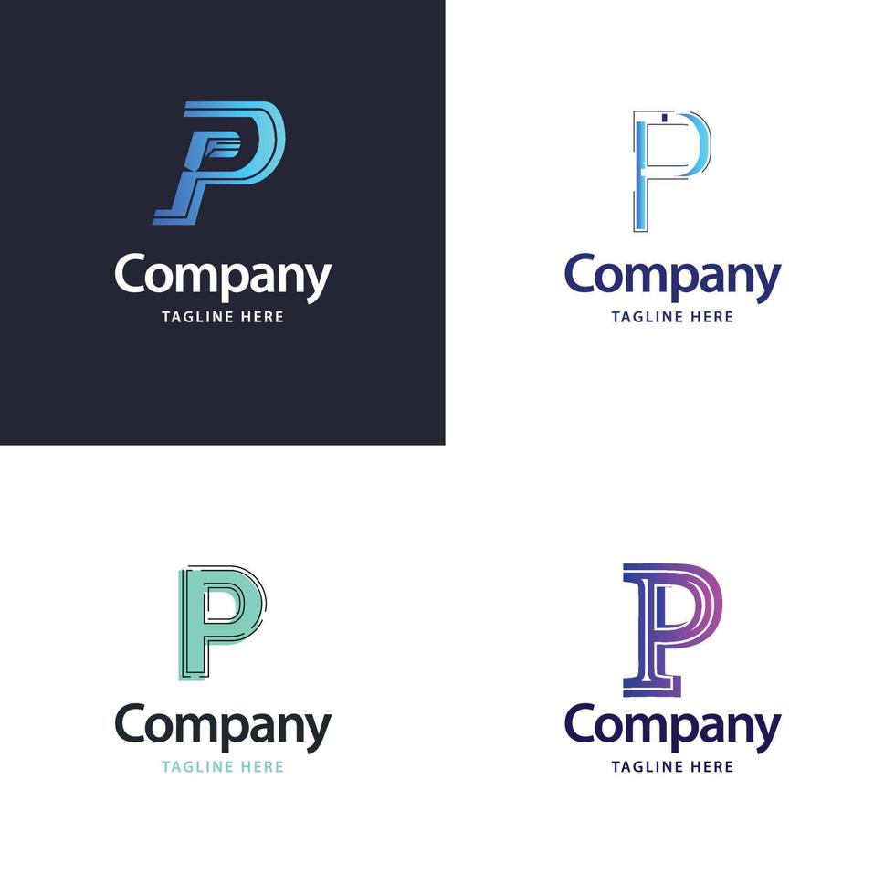 diseño de paquete de logotipo grande de letra p diseño de logotipos modernos y creativos para su negocio vector