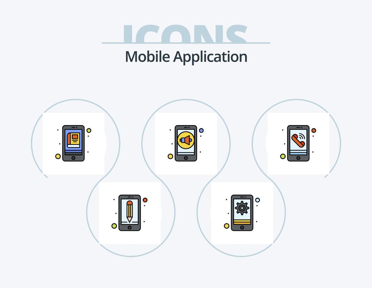 Mobile Application Line Filled Icon Pack 5 Icon Design. gps. app. podcast app. audio vector