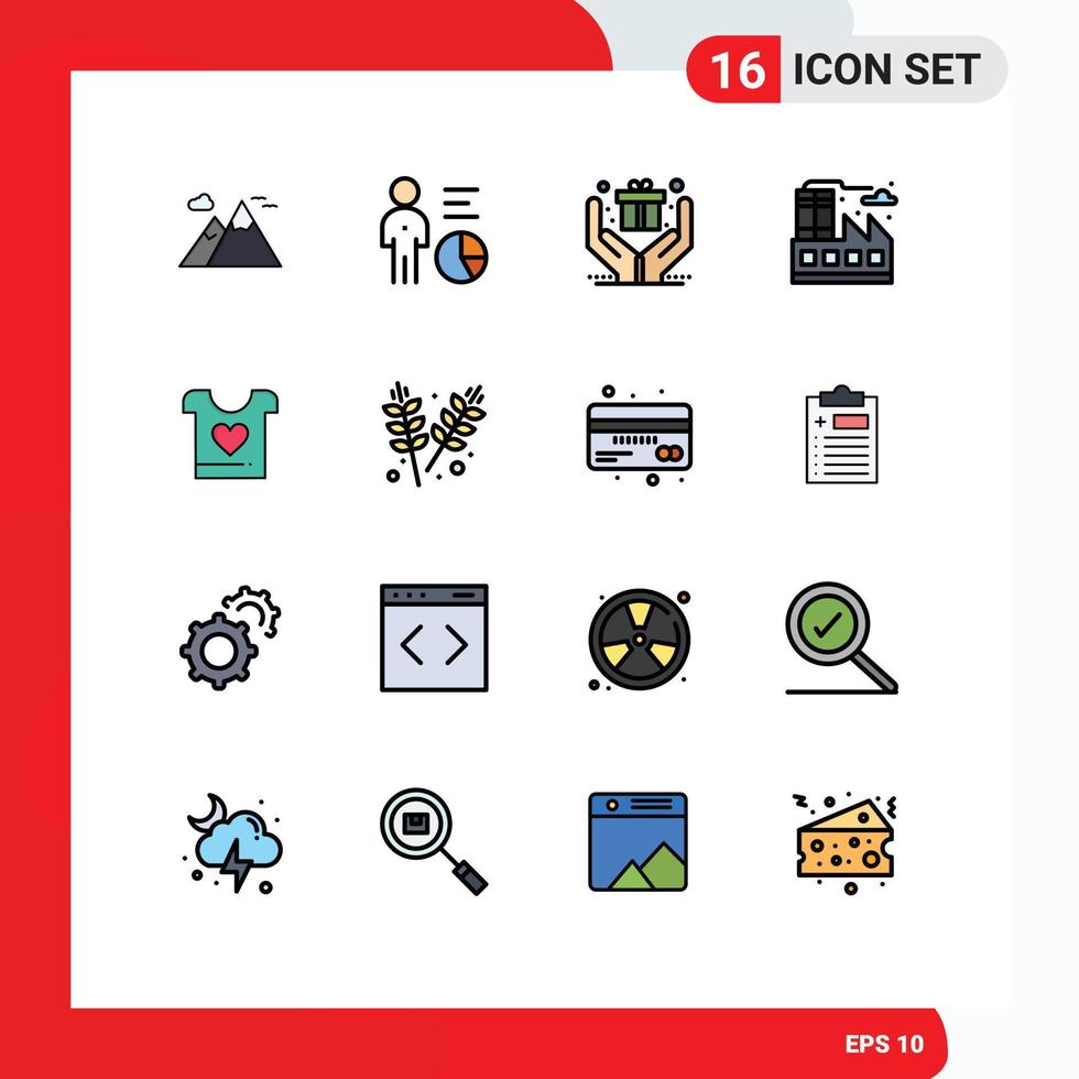 16 Creative Icons Modern Signs and Symbols of heart clothes person factory city Editable Creative Vector Design Elements
