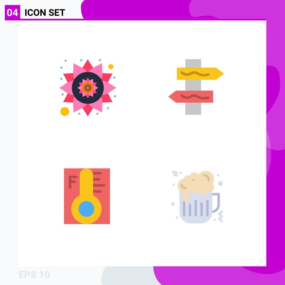 Modern Set of 4 Flat Icons Pictograph of india sun index cloud beer Editable Vector Design Elements