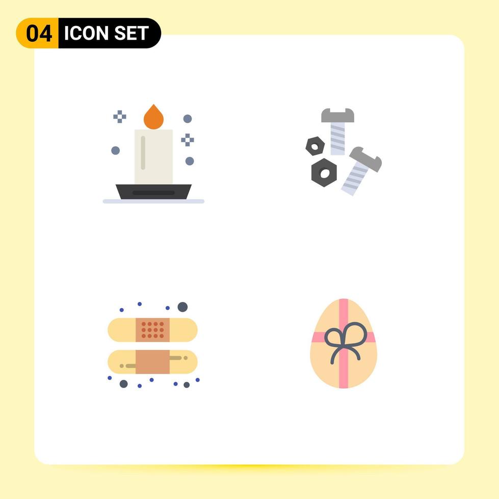 4 Creative Icons Modern Signs and Symbols of candle aid light nut bandage Editable Vector Design Elements