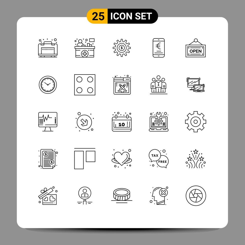 Universal Icon Symbols Group of 25 Modern Lines of shop shopping setting online payment Editable Vector Design Elements