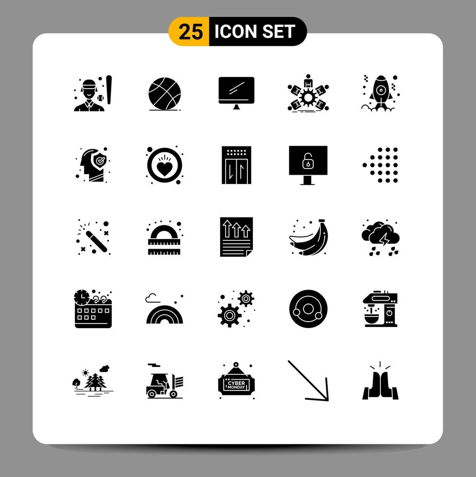 Stock Vector Icon Pack of 25 Line Signs and Symbols for business group education team imac Editable Vector Design Elements
