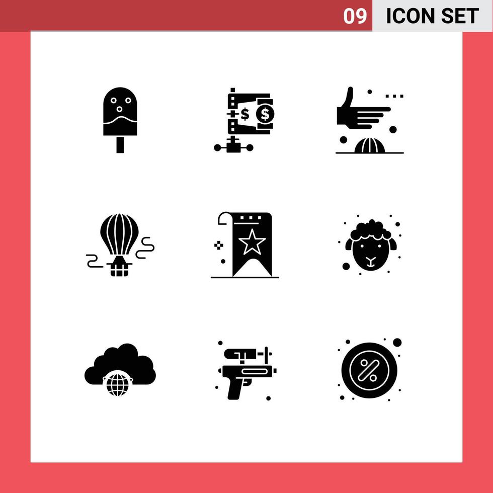 Stock Vector Icon Pack of 9 Line Signs and Symbols for transport balloon reform air handshake Editable Vector Design Elements