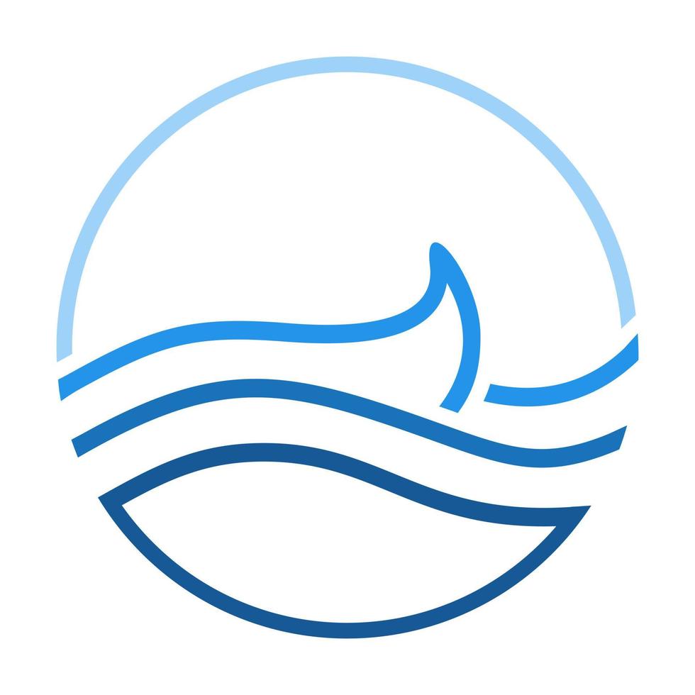 logotipo de ondas azules degradadas dentro de un círculo simple vector