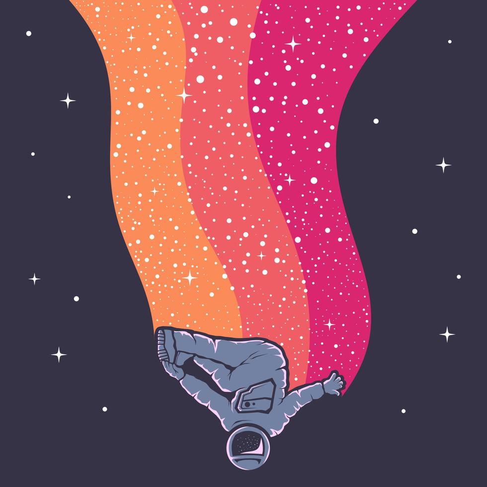 astronauta divirtiéndose hermosa ilustración de diseño con colores cálidos vector