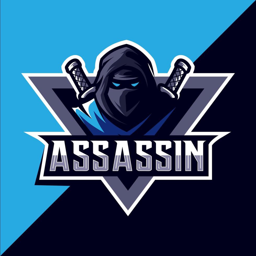 logotipo de esport de mascota de asesino con espada vector