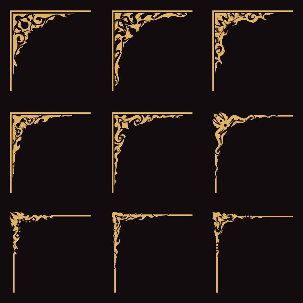 Decorative corner border carved vintage frame vector