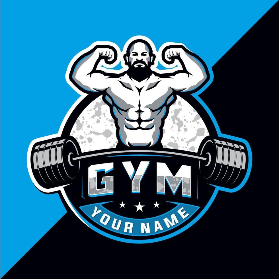 Bodybuilding and gym esport logo design vector