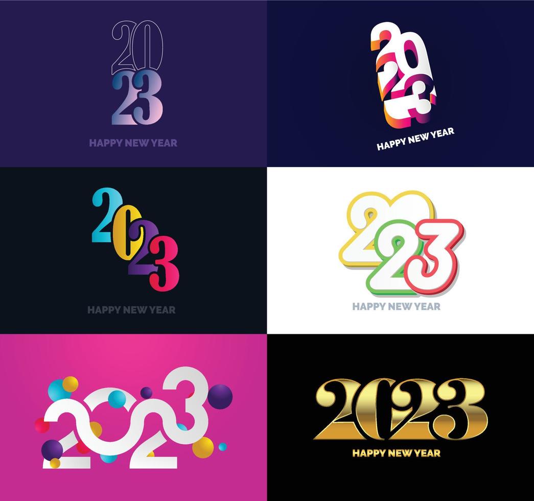 gran conjunto de 2023 feliz año nuevo diseño de texto de logotipo plantilla de diseño de número 2023 vector