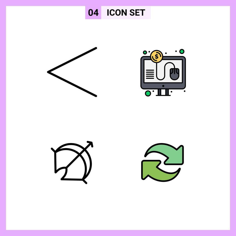 Universal Icon Symbols Group of 4 Modern Filledline Flat Colors of arrow target click online payment sport Editable Vector Design Elements