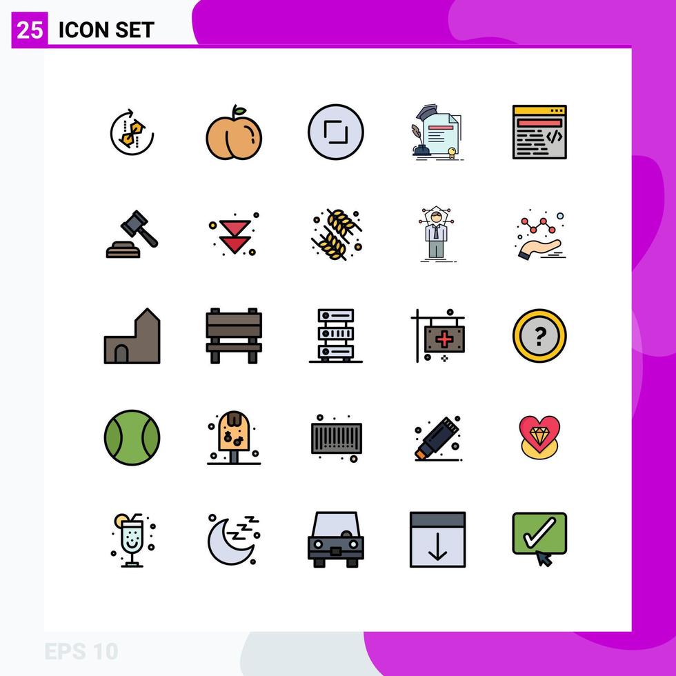 paquete de iconos de vector de stock de 25 signos y símbolos de línea para el acuerdo de diseño grado de premio de círculo elementos de diseño de vector editables