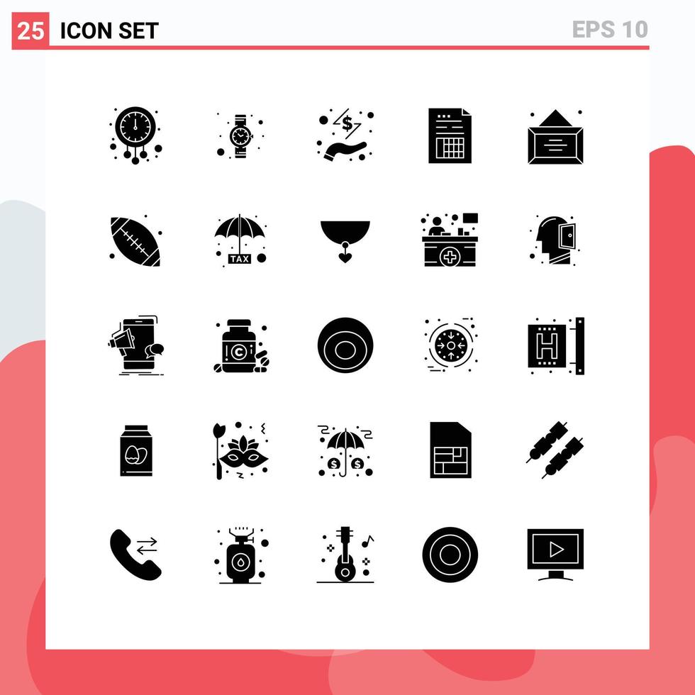 Set of 25 Modern UI Icons Symbols Signs for business file business document account Editable Vector Design Elements