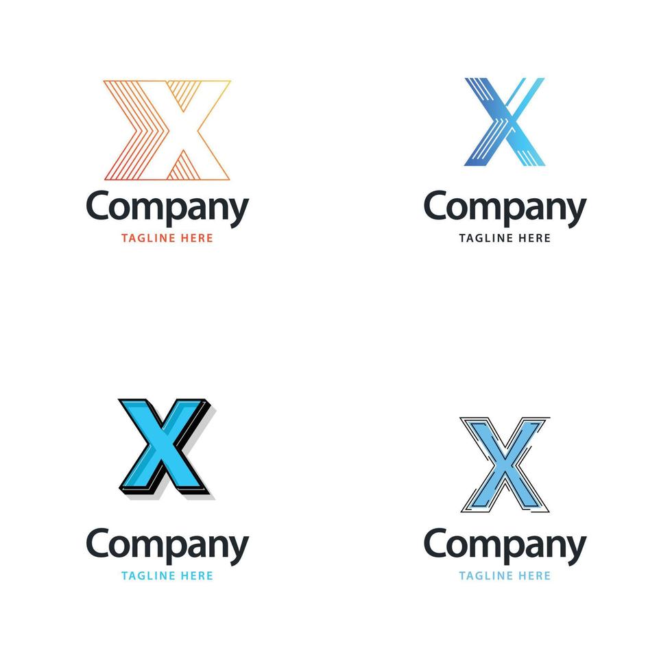 diseño de paquete de logotipo grande de letra x diseño de logotipos modernos y creativos para su negocio vector