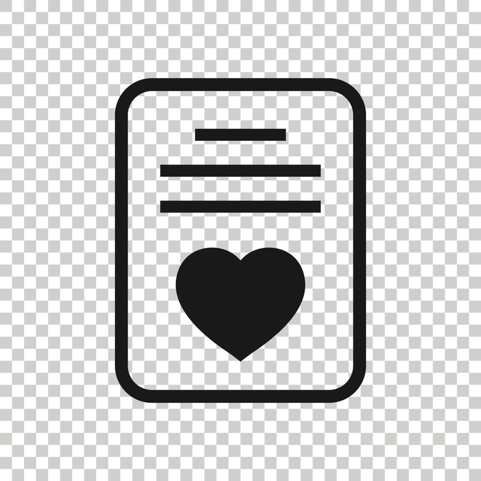 Wishlist icon in flat style. Like document vector illustration on white isolated background. Favorite list business concept.