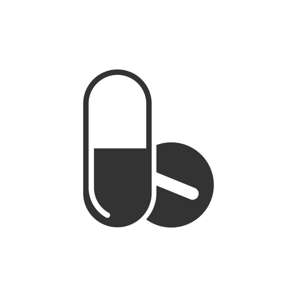 icono de cápsula de píldora en estilo plano. drogas vector ilustración sobre fondo blanco aislado. concepto de negocio de farmacia.