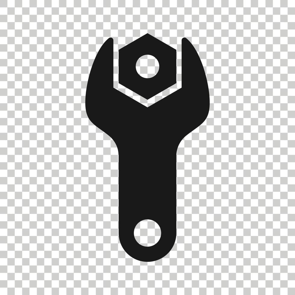 Wrench icon in flat style. Spanner key vector illustration on white isolated background. Repair equipment business concept.